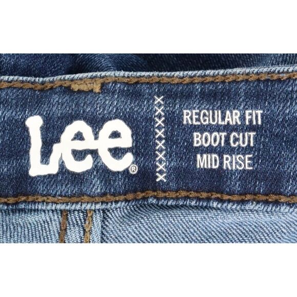 Lee Bootcut Jeans Mid Rise Stretch Womens Sz 20 Blue Dark Wash Denim Regular Fit - Picture 6 of 6